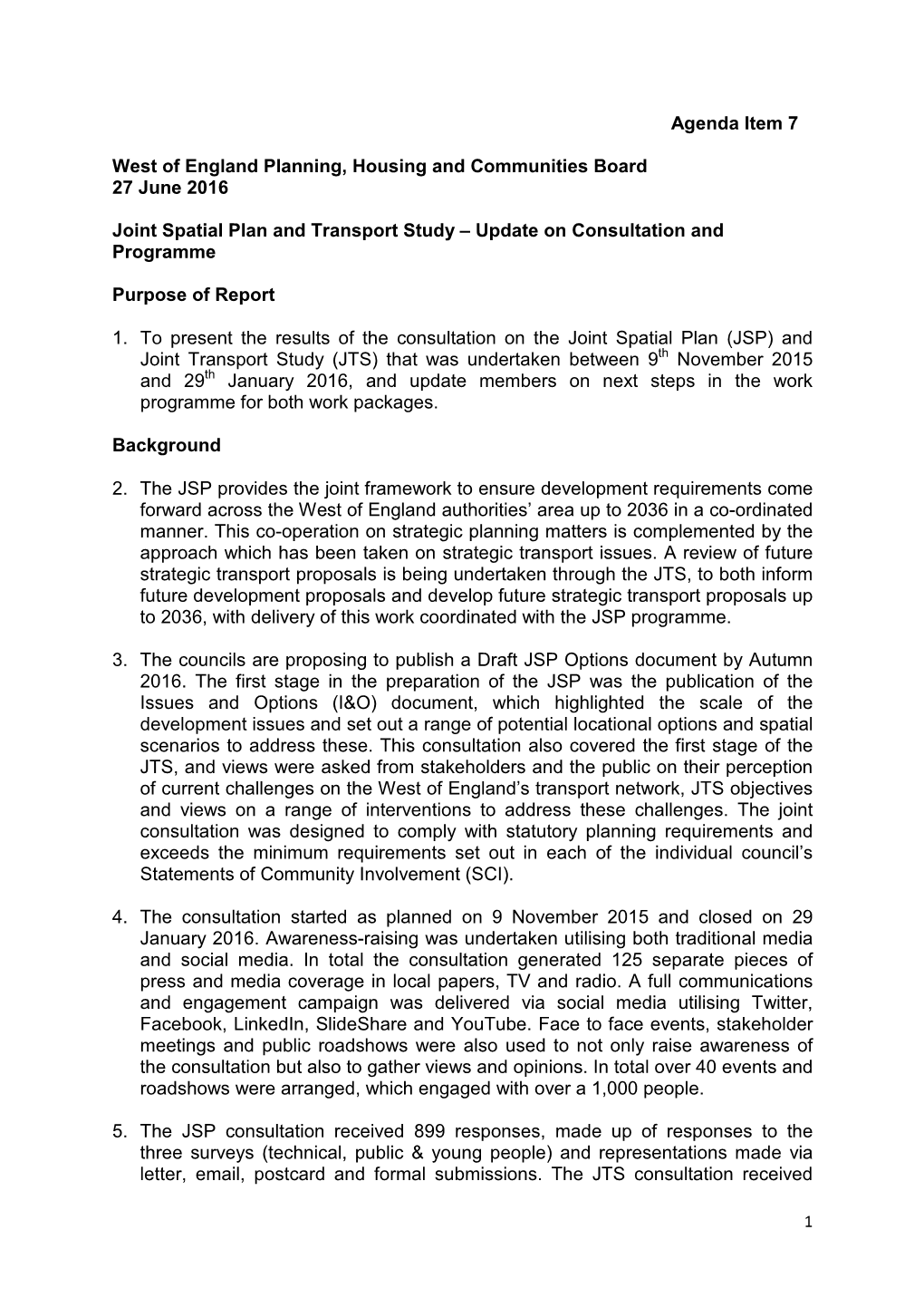 Agenda Item 7 West of England Planning, Housing And