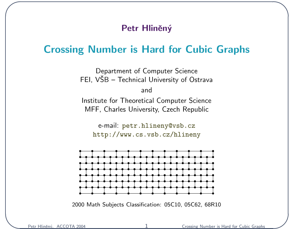 Crossing Number Is Hard for Cubic Graphs