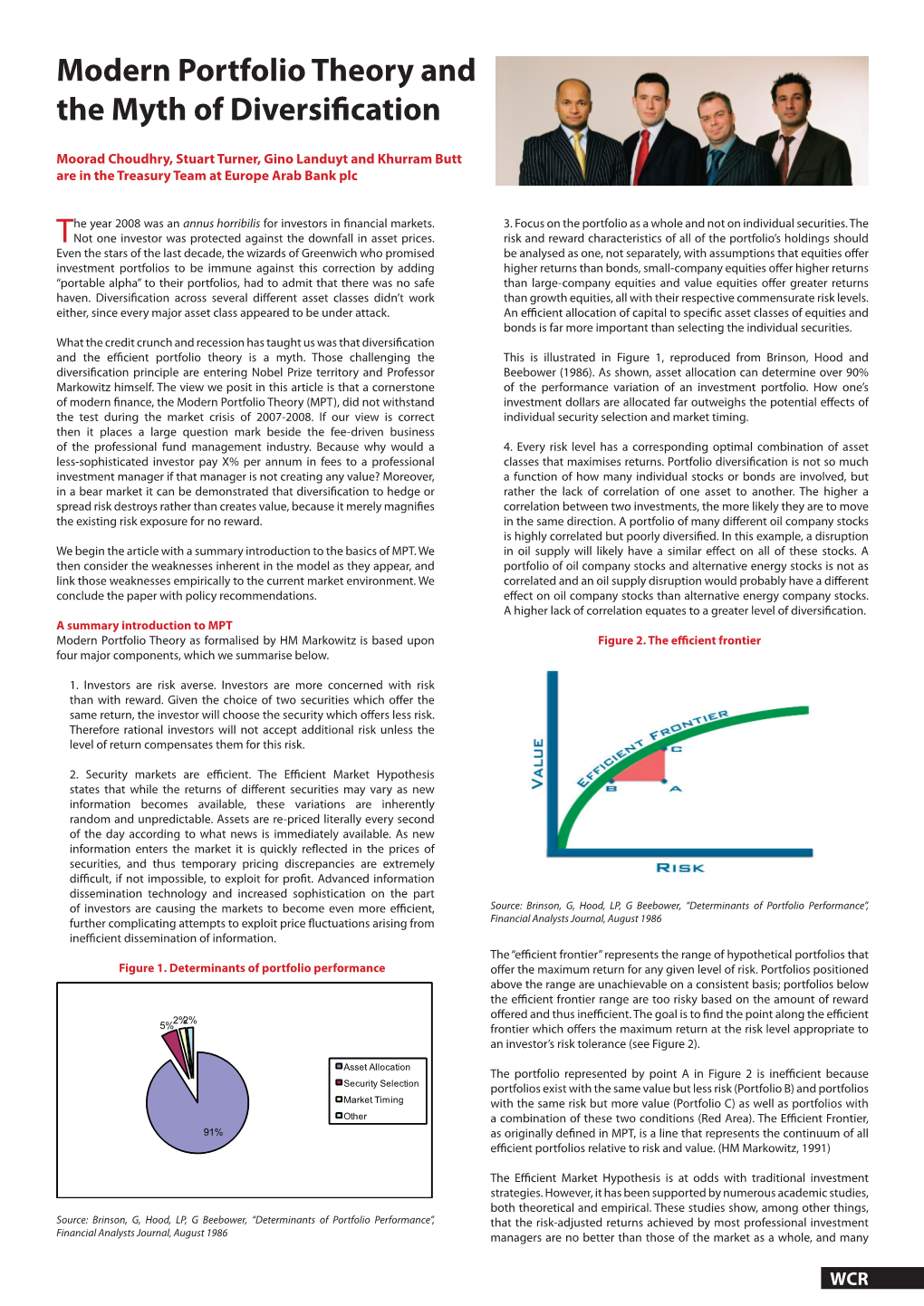 Modern Portfolio Theory and the Myth of Diversification