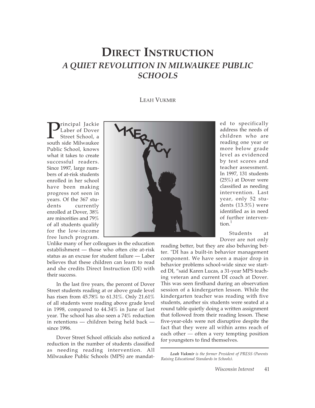 Direct Instruction a Quiet Revolution in Milwaukee Public Schools