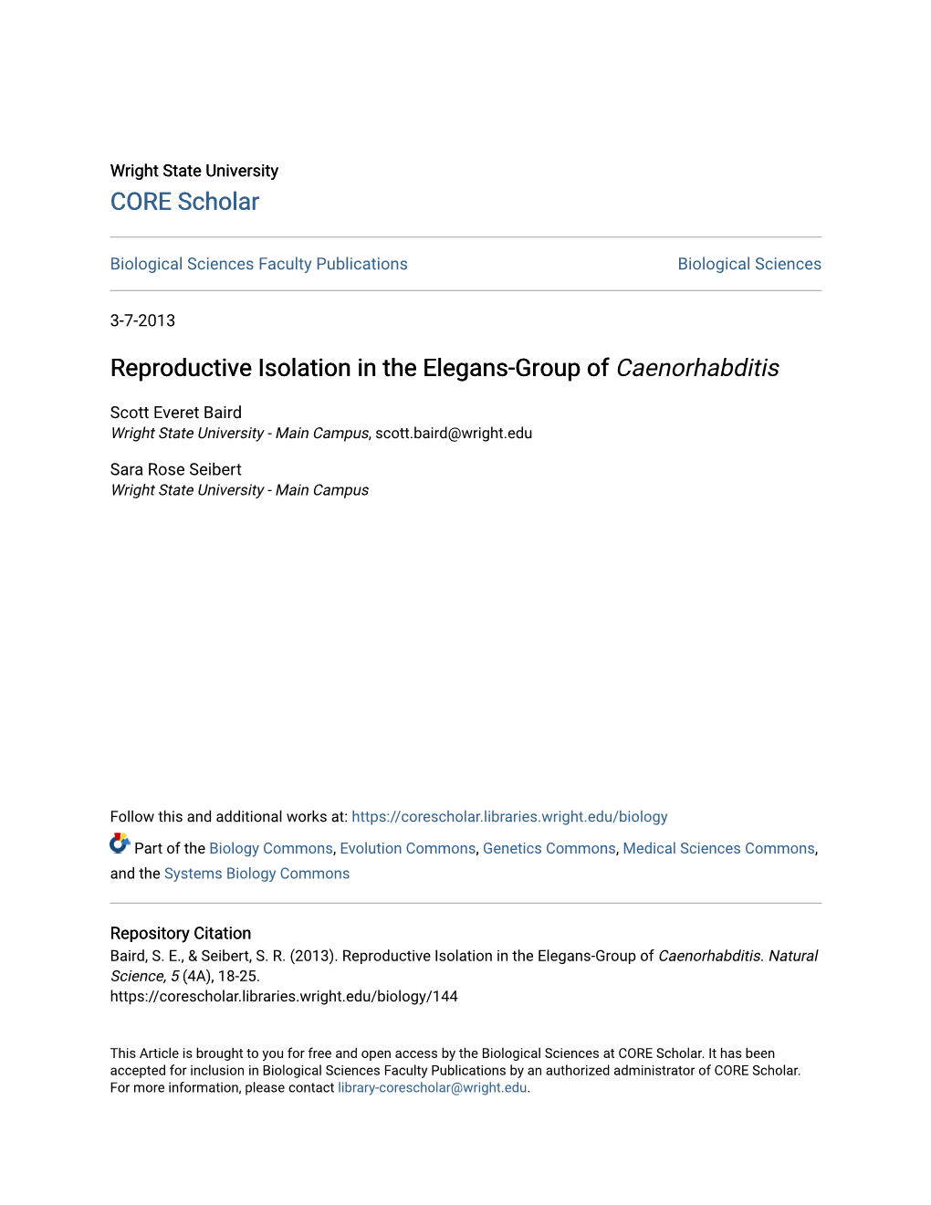 Reproductive Isolation in the Elegans-Group of Caenorhabditis