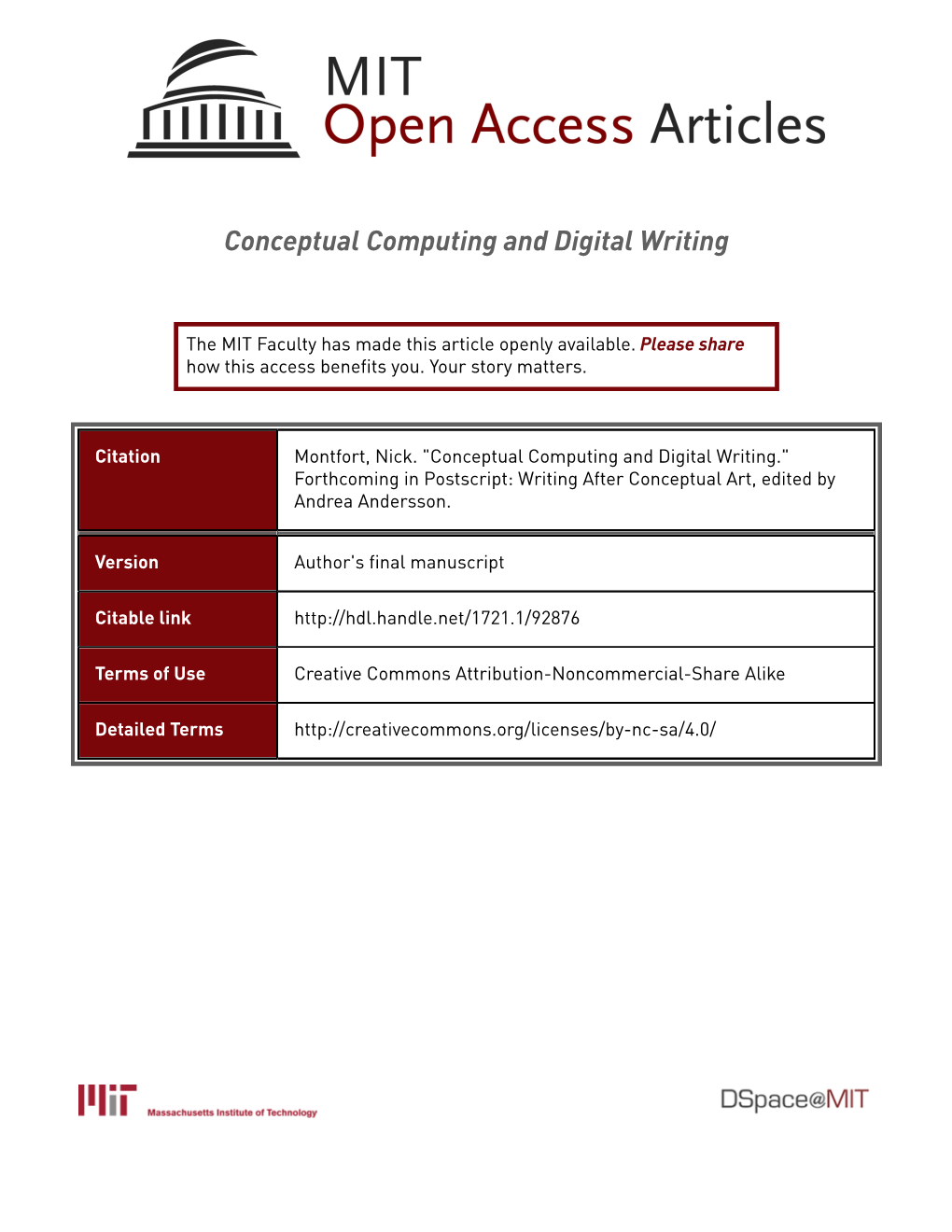 Conceptual Computing and Digital Writing