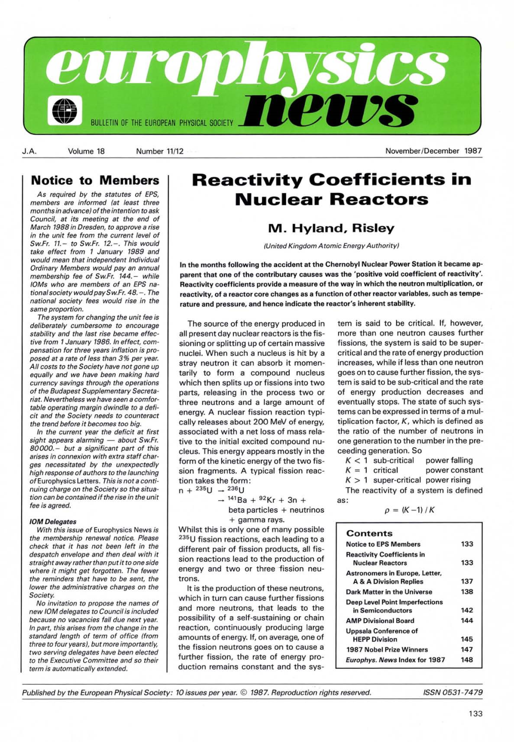 Reactivity Coefficients in Nuclear Reactors