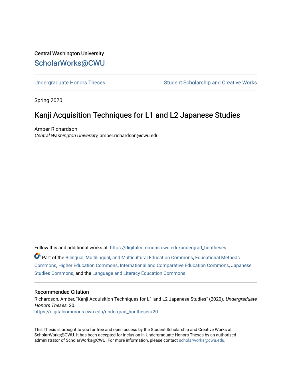 Kanji Acquisition Techniques for L1 and L2 Japanese Studies