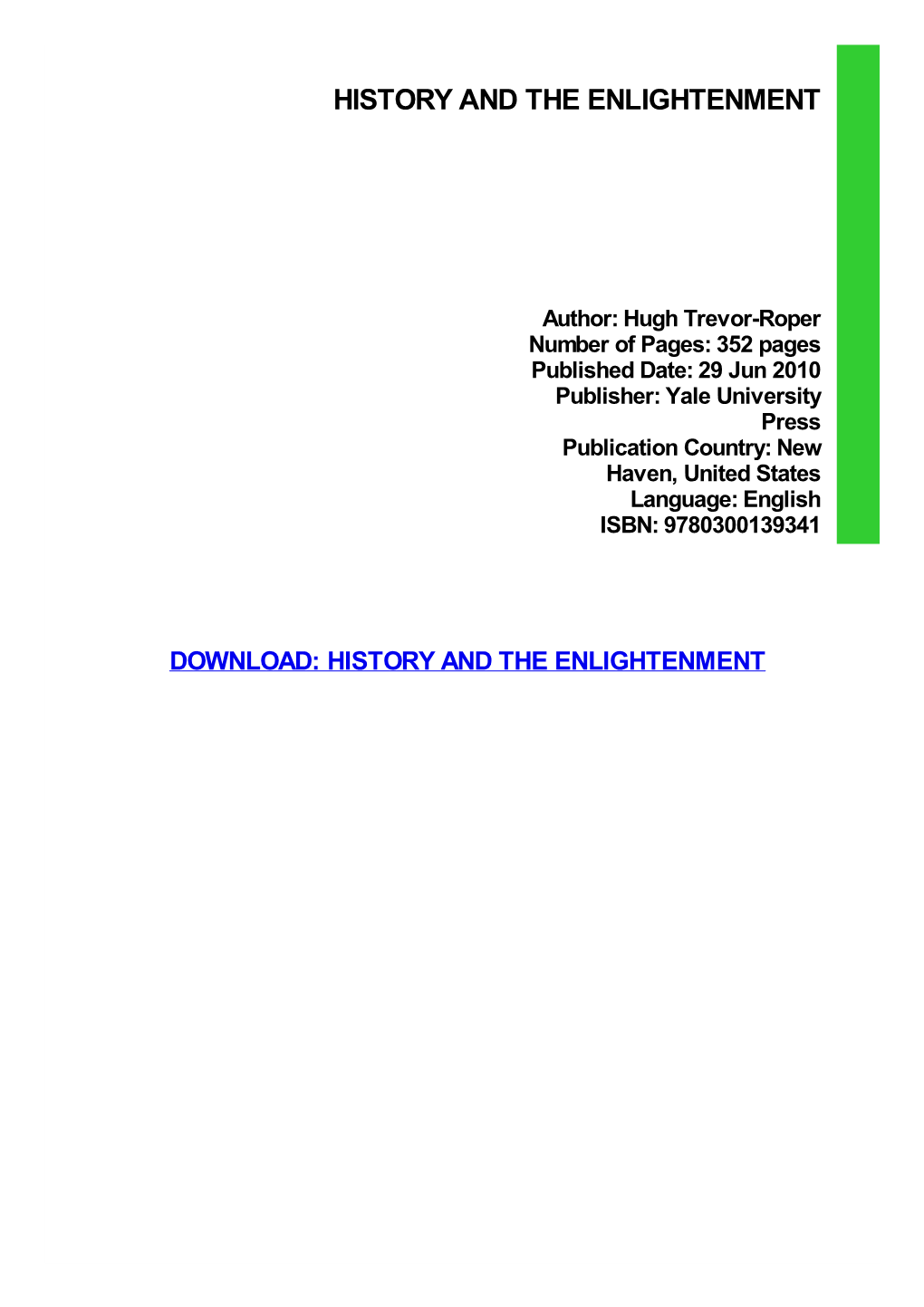 {Download PDF} History and the Enlightenment