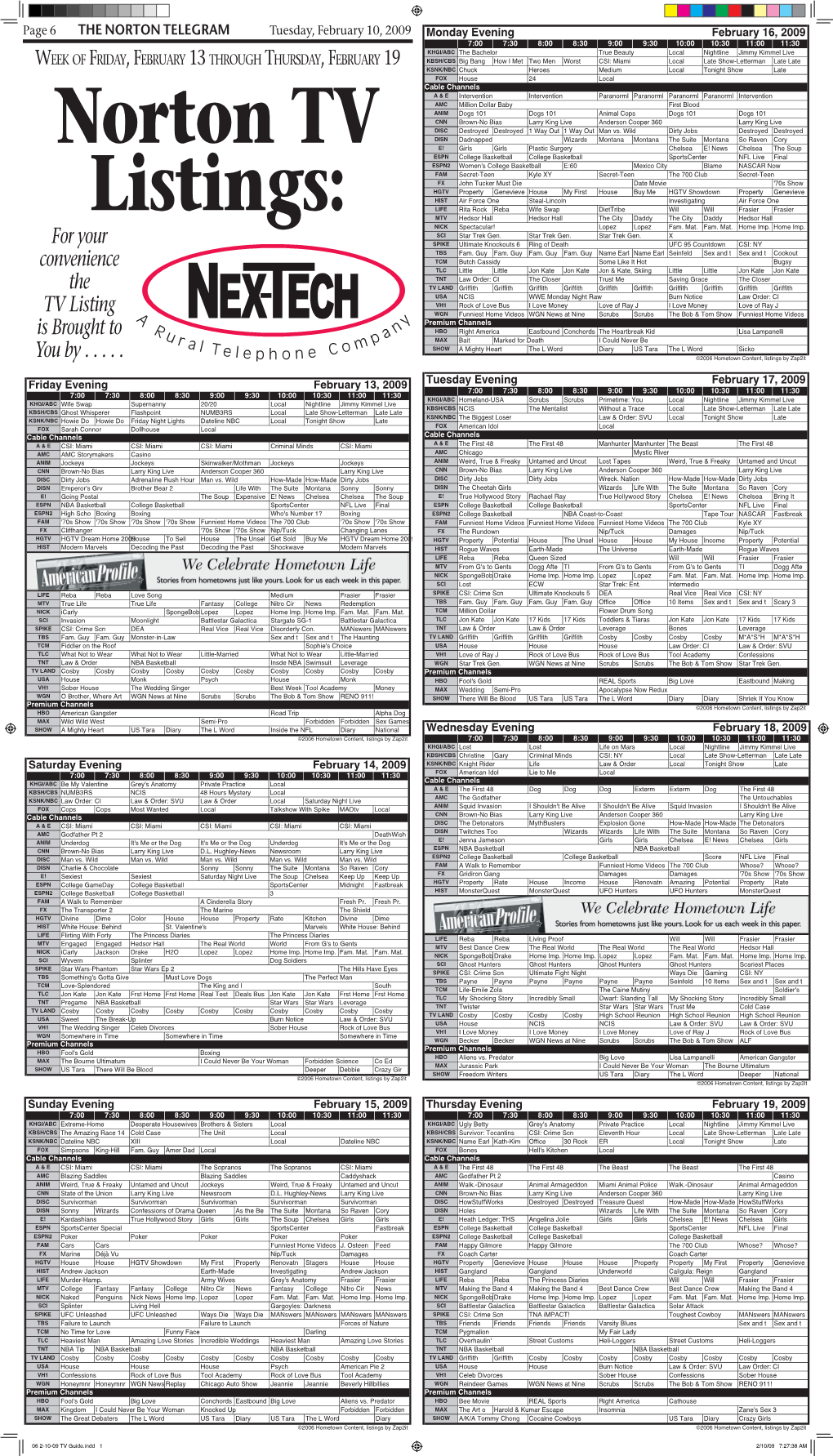 06 2-10-09 TV Guide.Indd 1 2/10/09 7:27:38 AM