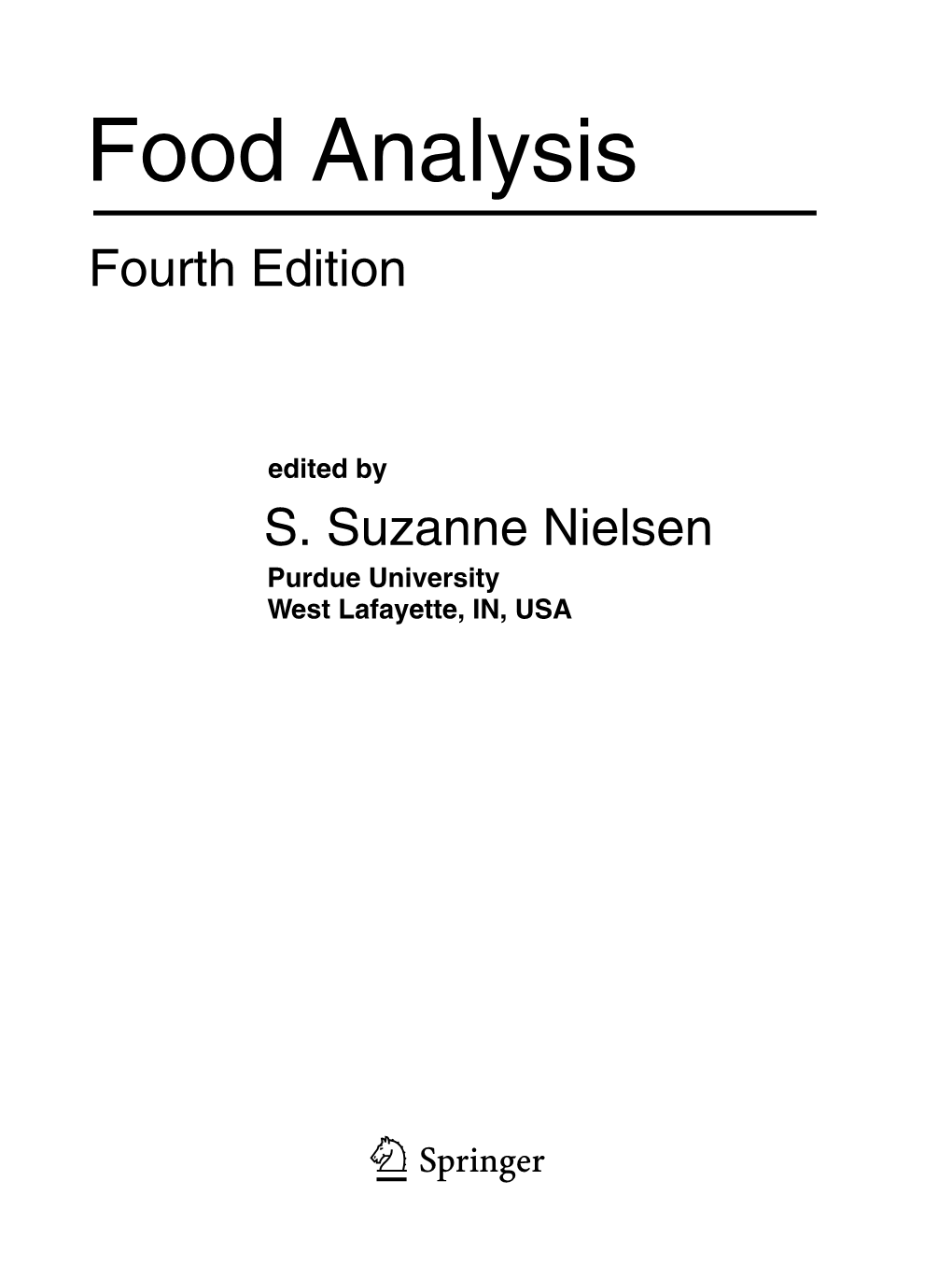 Food Analysis Fourth Edition