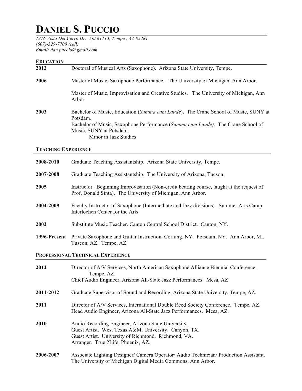 Resume Updated 03-1-2012