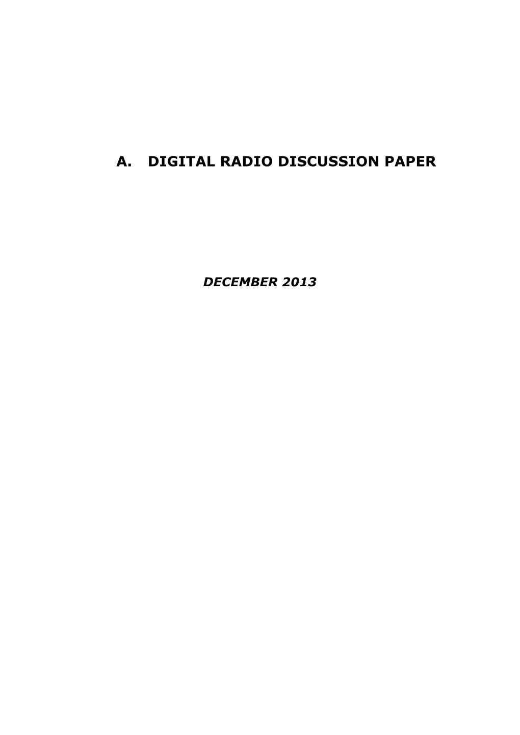 Digital Radio Discussion Paper December 2013