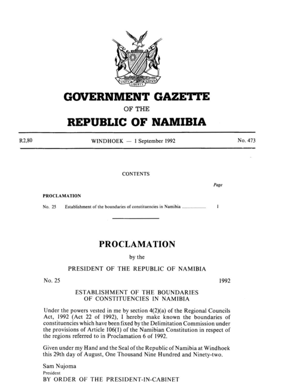 Government Gazet'i'e Republic of Namibia