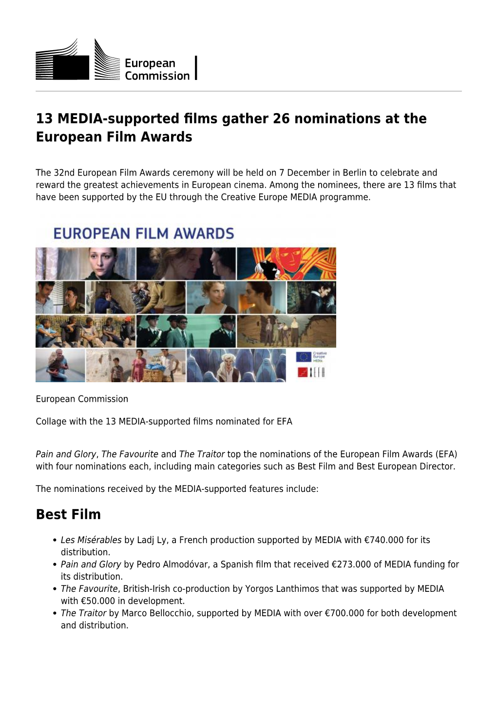 13 MEDIA-Supported Films Gather 26 Nominations at the European Film Awards