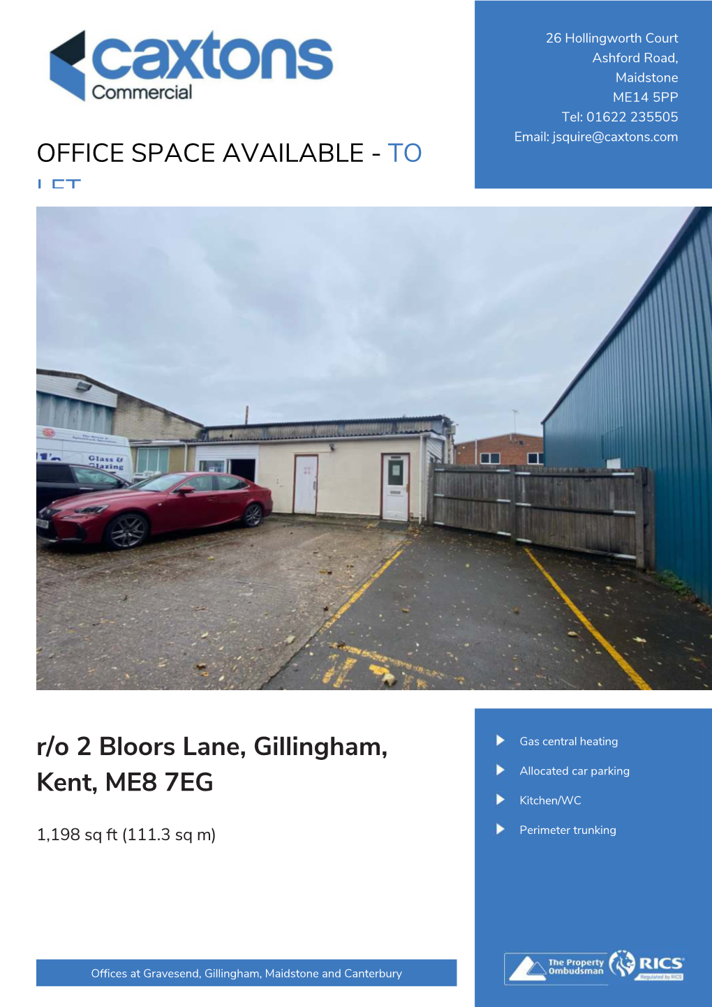 TO LET R/O 2 Bloors Lane, Gillingham, Kent, ME8