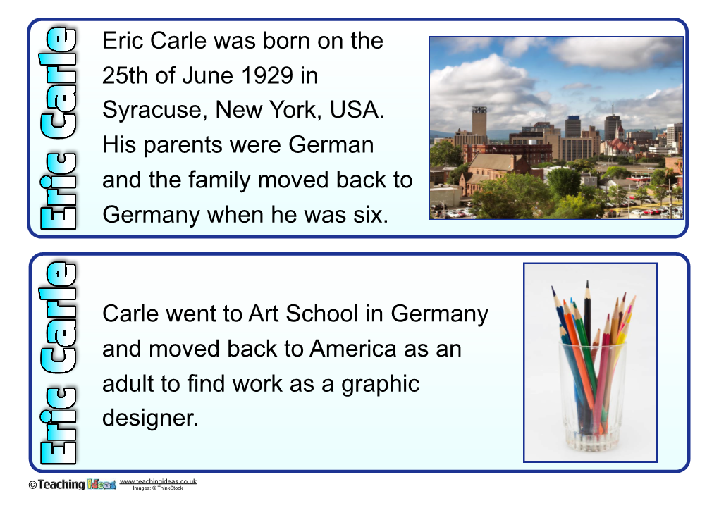 Eric Carle Fact Cards