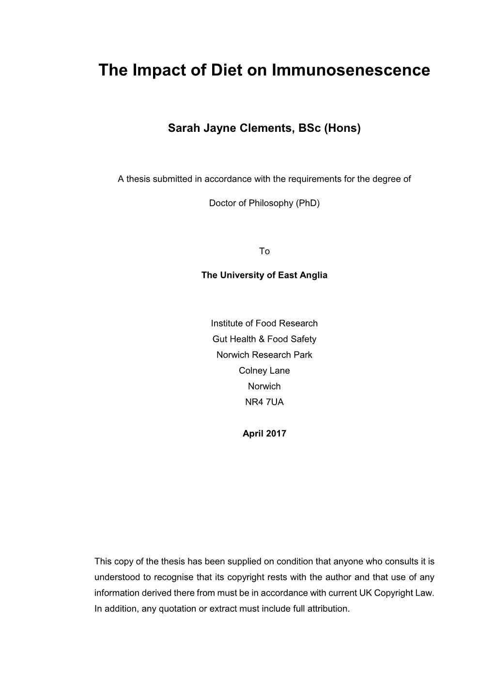 The Impact of Diet on Immunosenescence