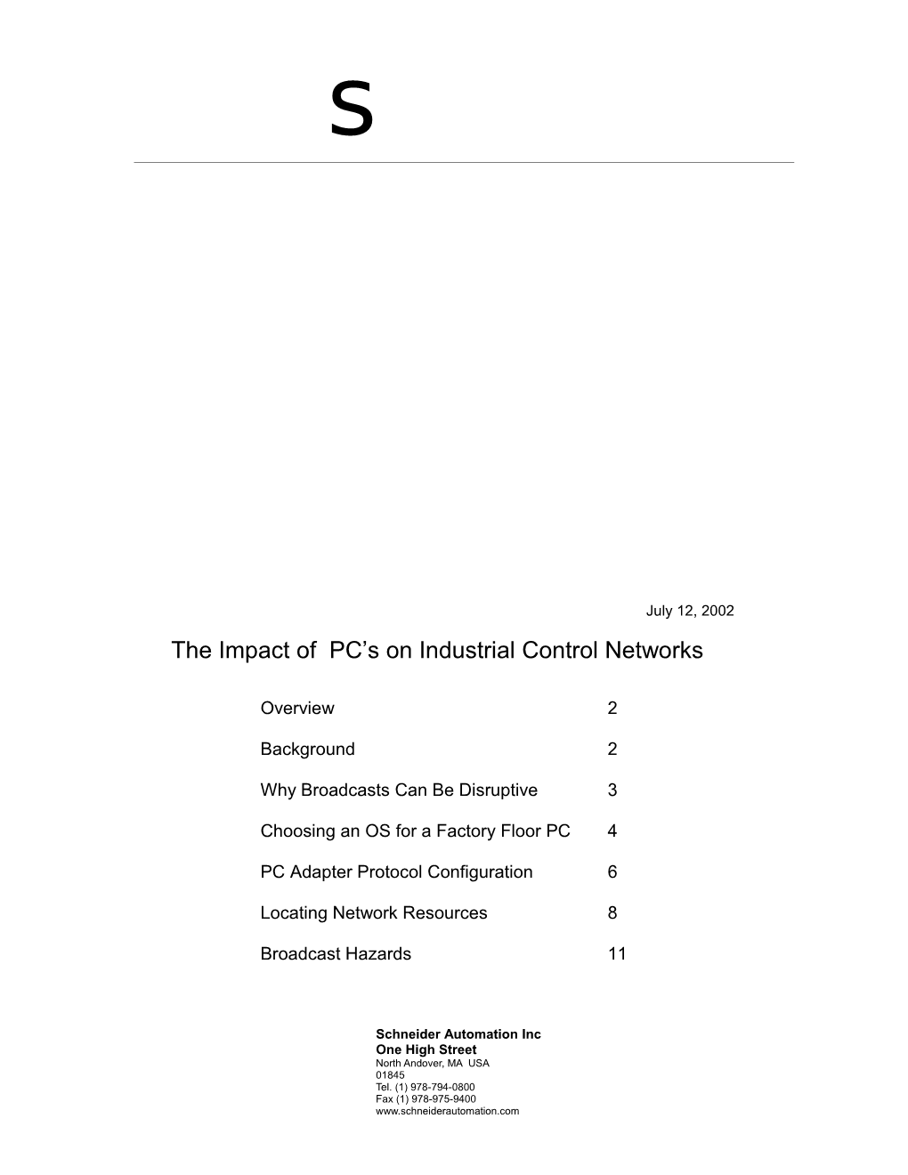 Pcs on Control Networks 2