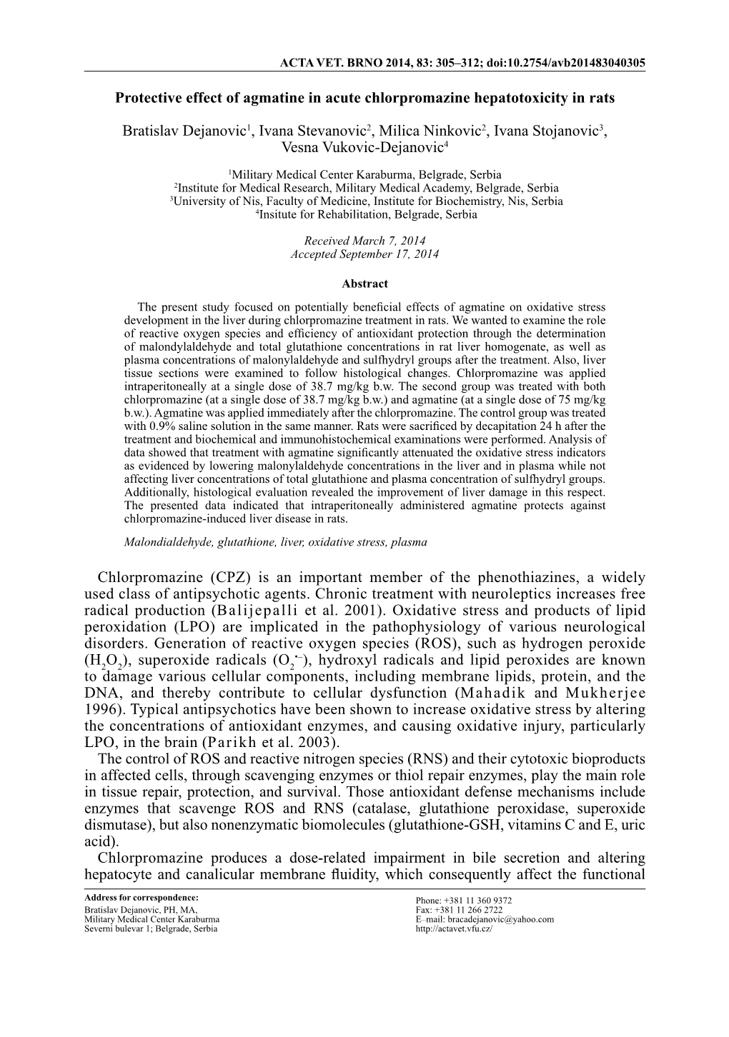 Protective Effect of Agmatine in Acute Chlorpromazine Hepatotoxicity in Rats