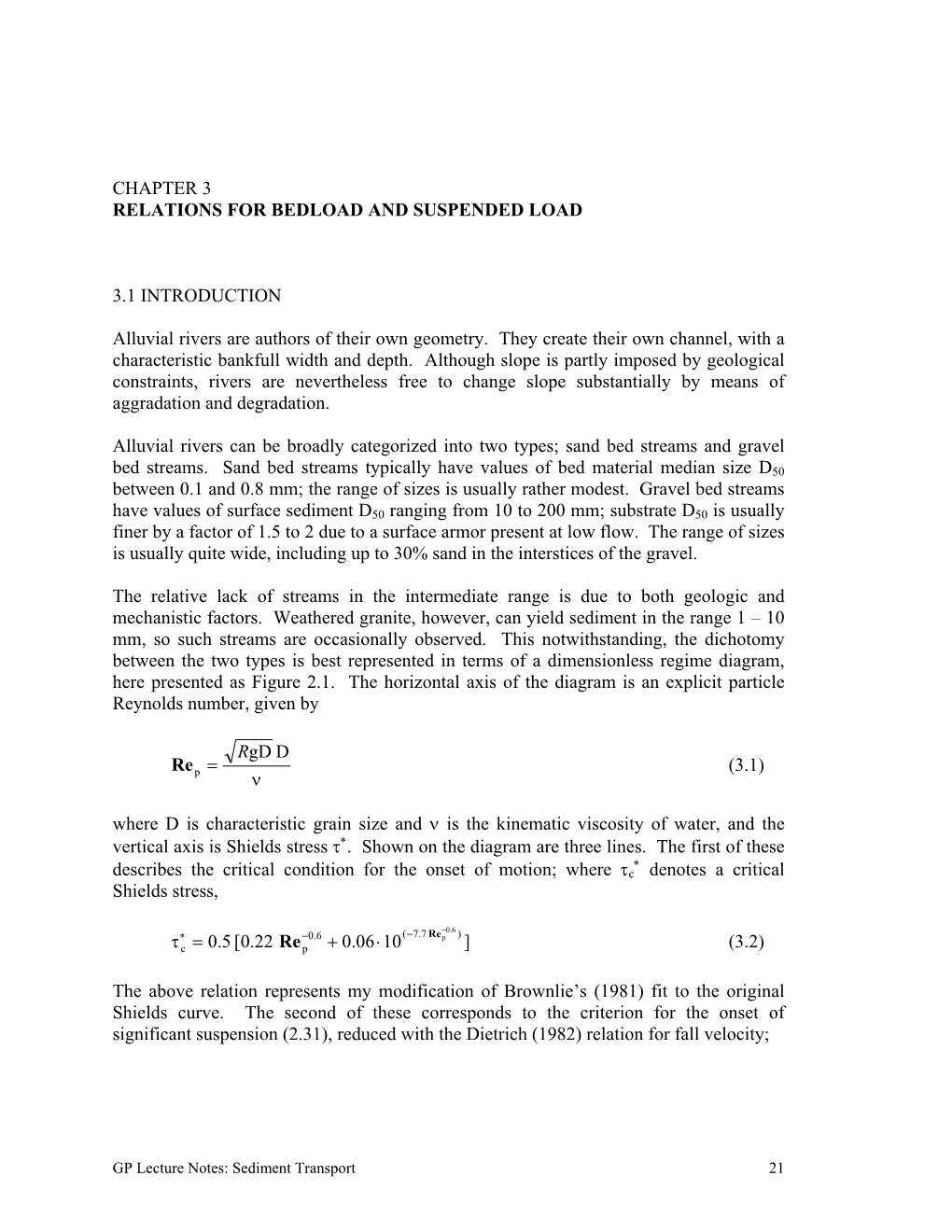 Chapter 3 Relations for Bedload and Suspended Load