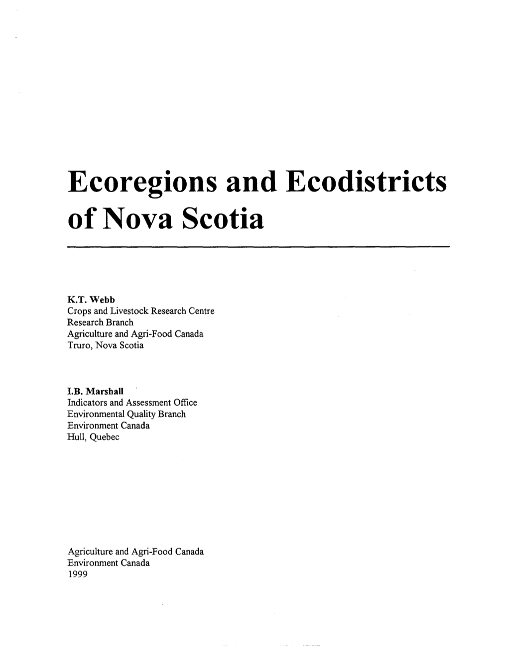 Ecoregions and Ecodistricts of Nova Scotia