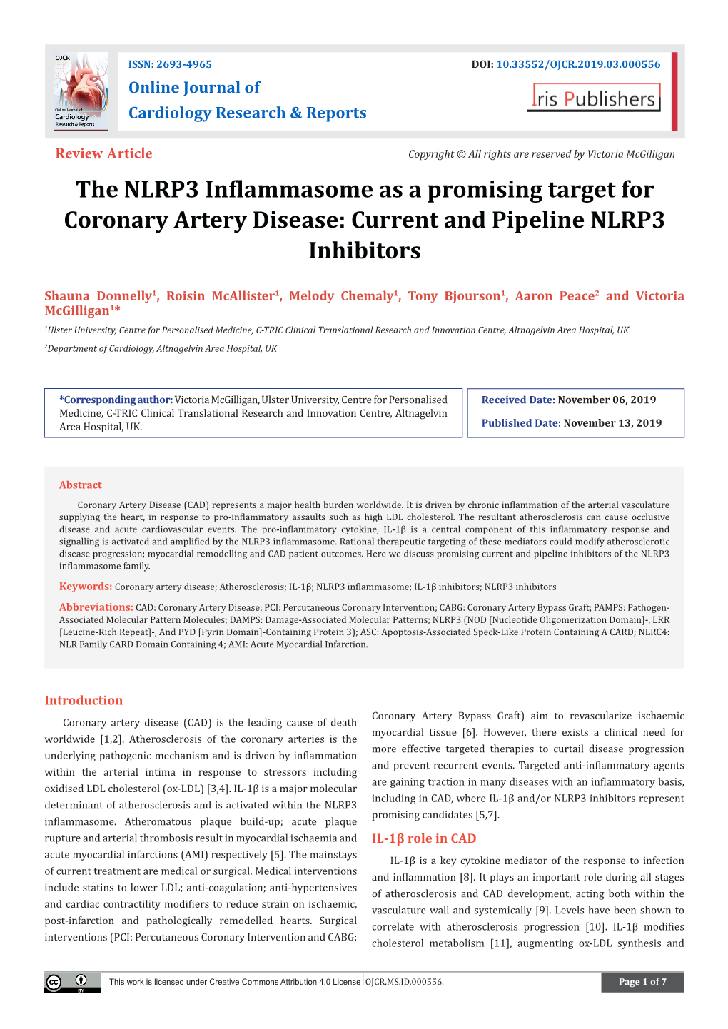 Current and Pipeline NLRP3 Inhibitors