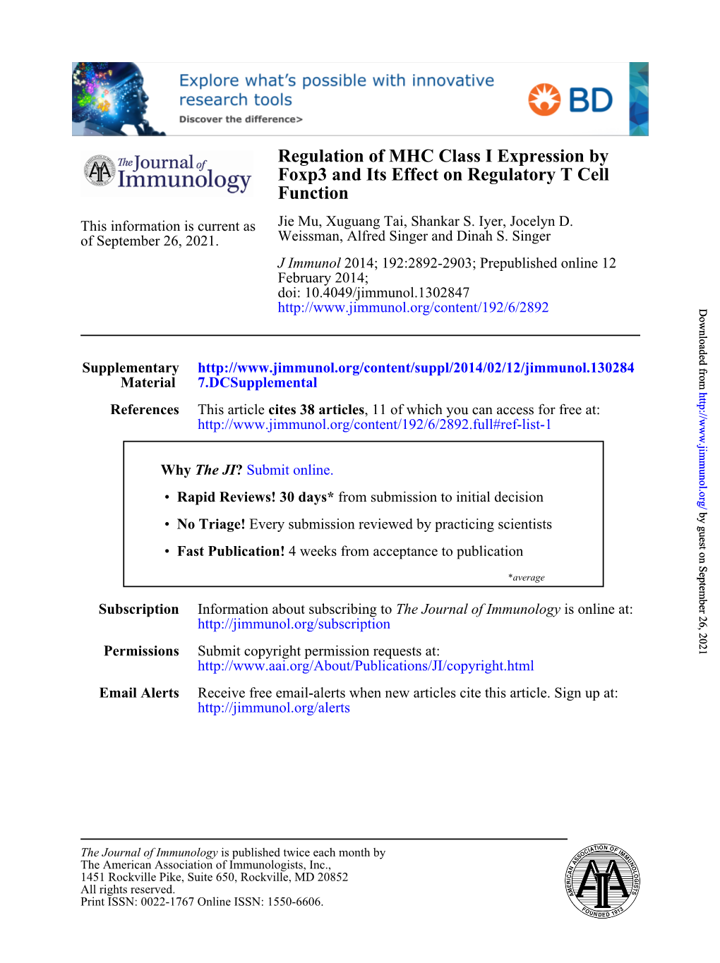 Function Foxp3 and Its Effect on Regulatory T Cell Regulation Of