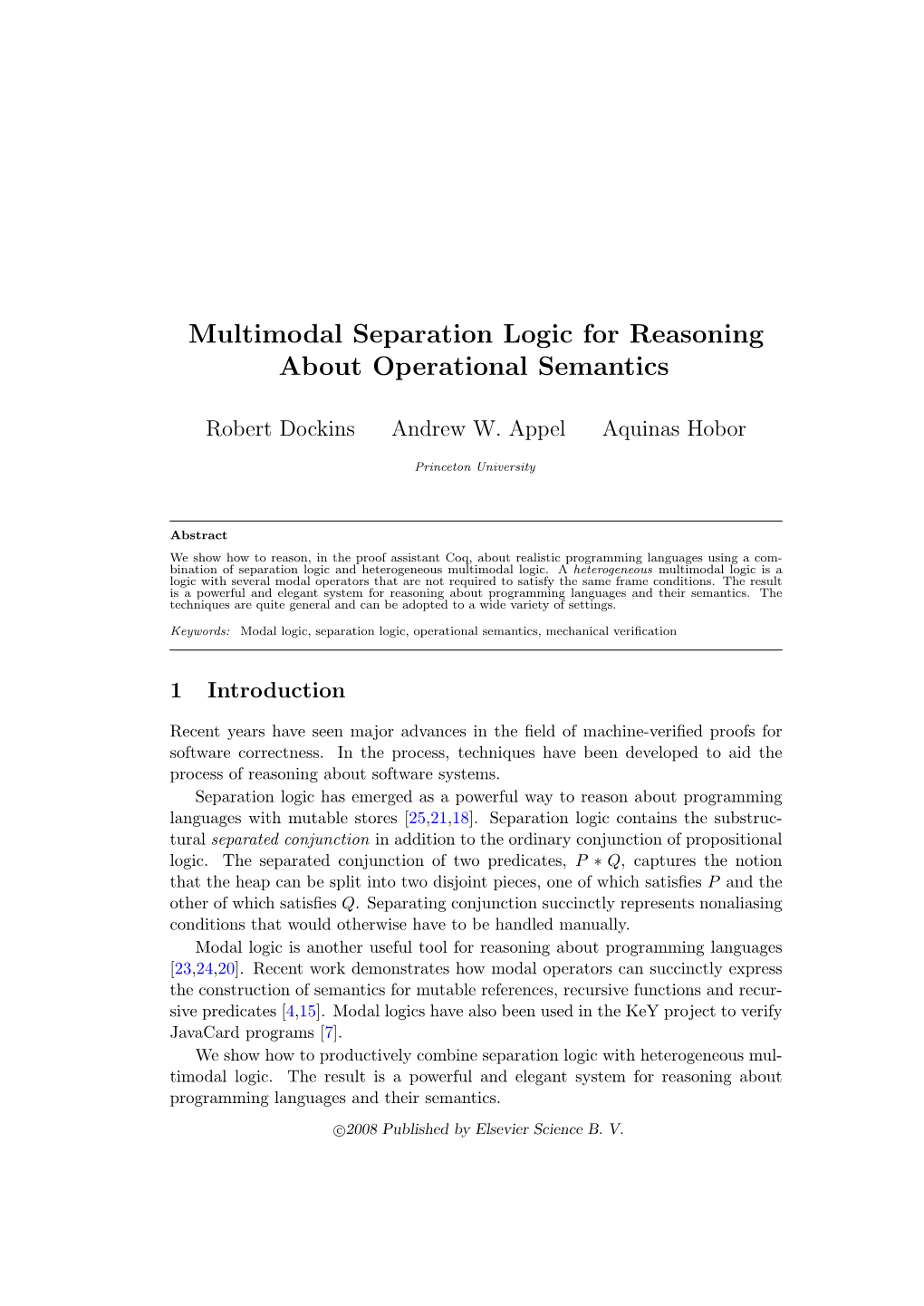 Multimodal Separation Logic for Reasoning About Operational Semantics