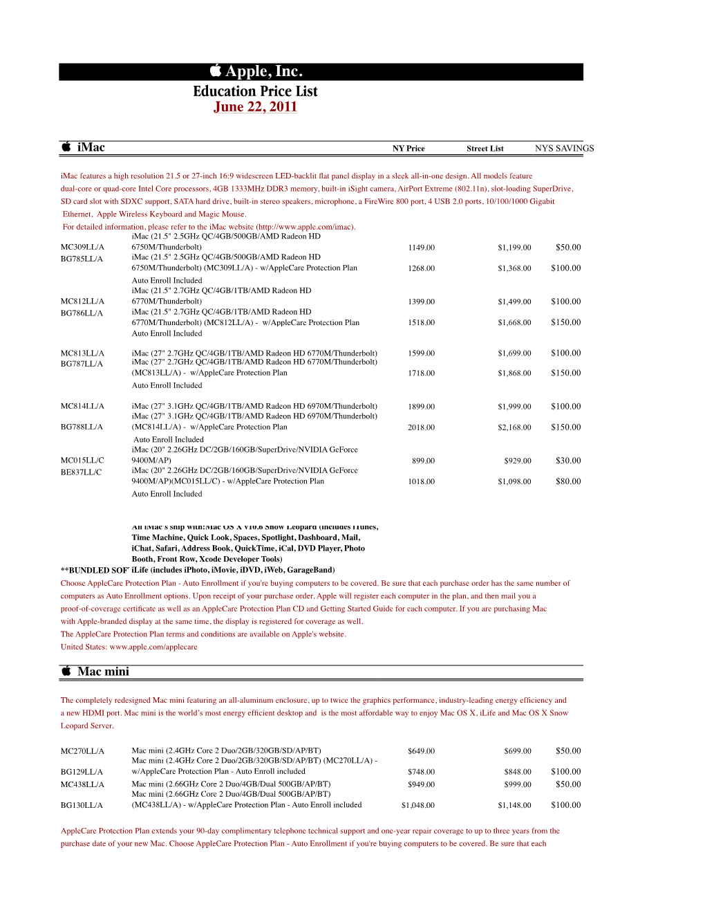 Apple Price List 6-22-11.Xlsx