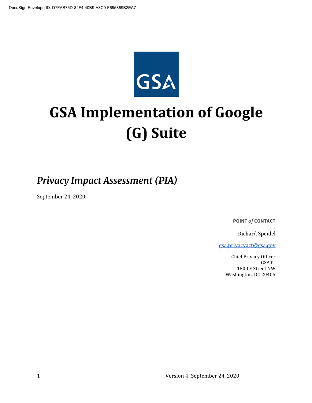 GSA Implementation of Google (G) Suite