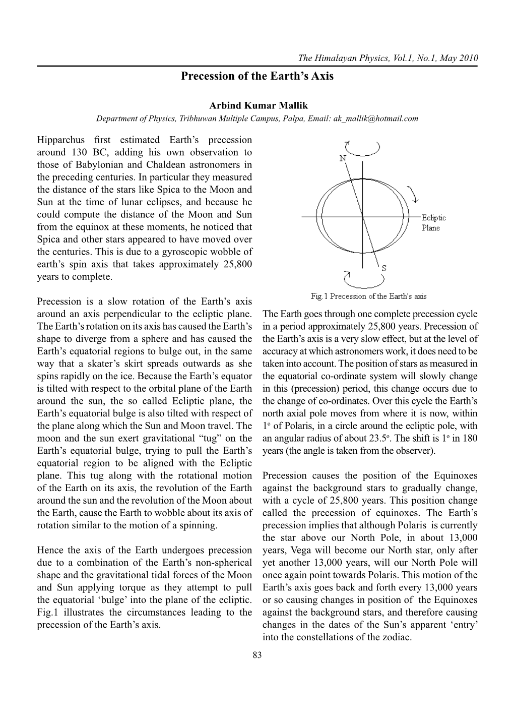 Precession of the Earth's Axis