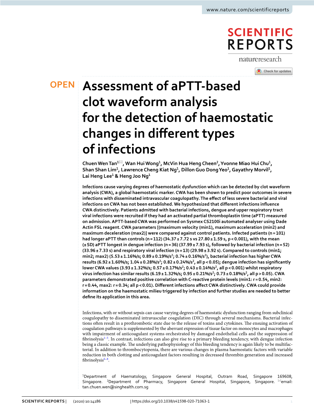 Assessment of Aptt-Based Clot Waveform Analysis for the Detection