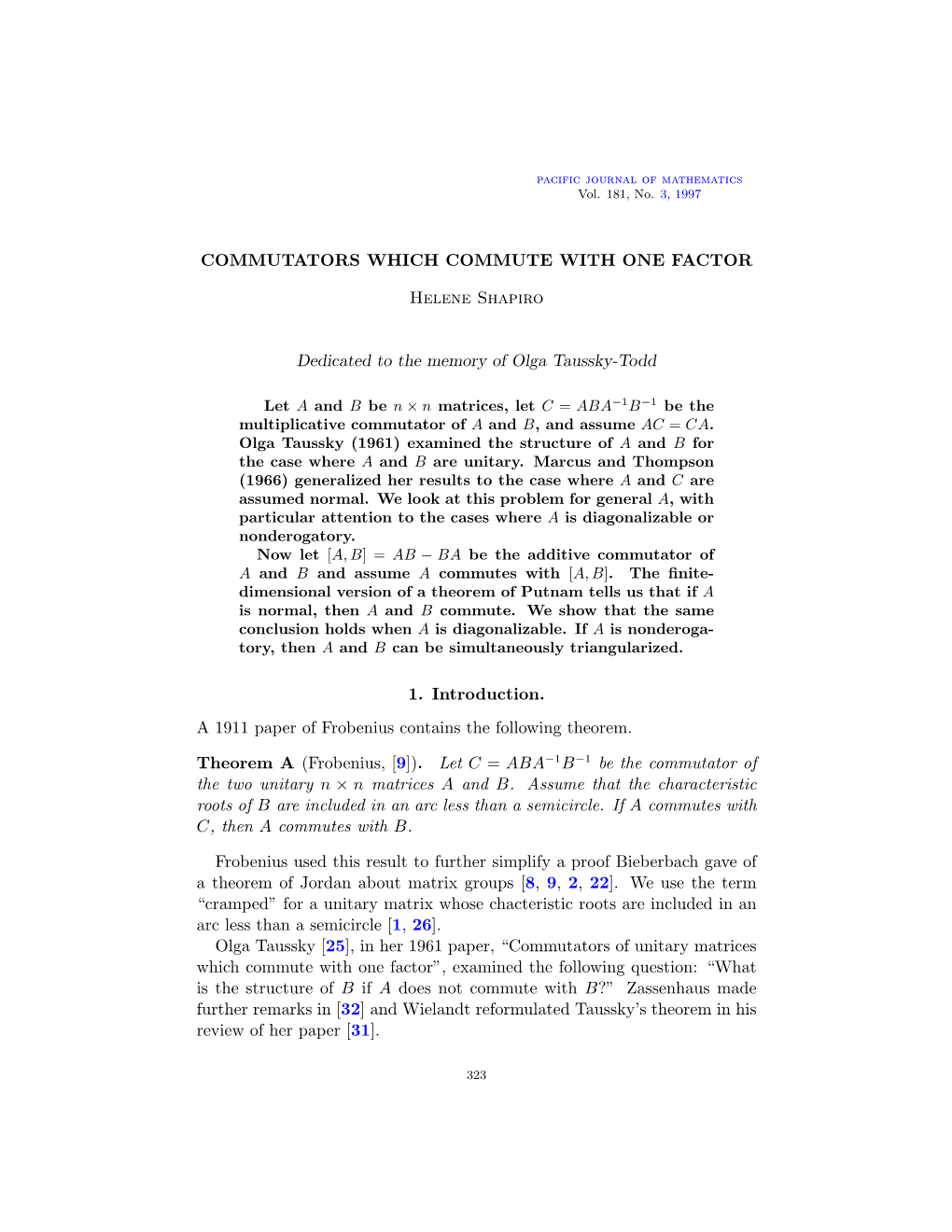 Commutators Which Commute with One Factor