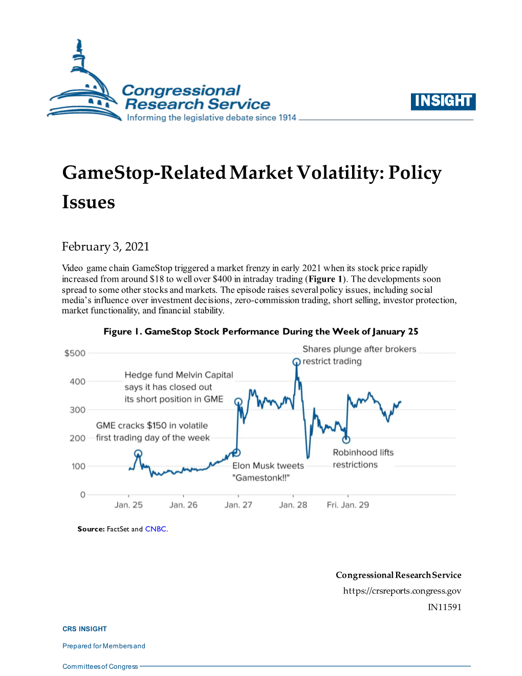 Gamestop-Related Market Volatility: Policy Issues