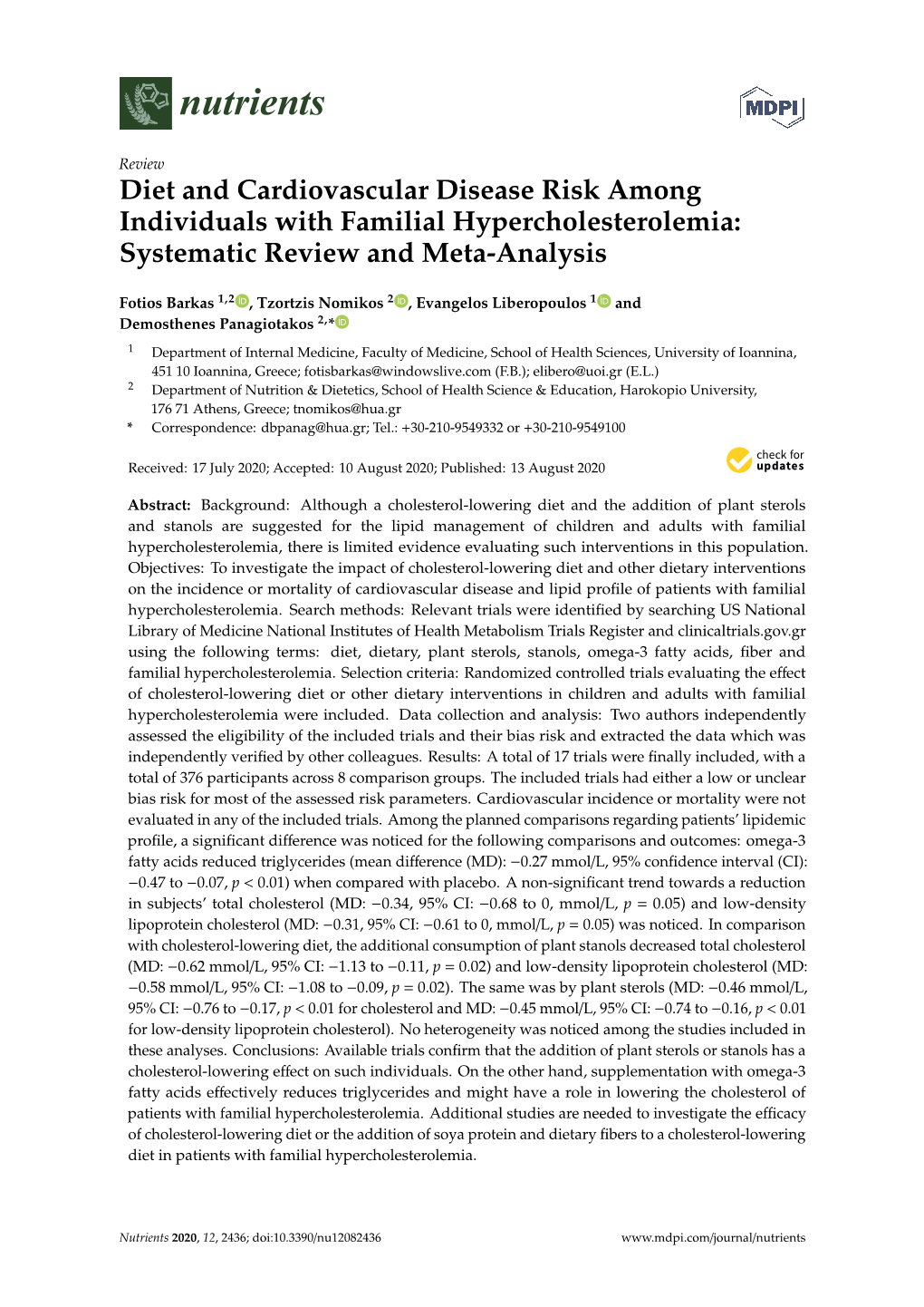 Diet and Cardiovascular Disease Risk Among Individuals with Familial Hypercholesterolemia: Systematic Review and Meta-Analysis