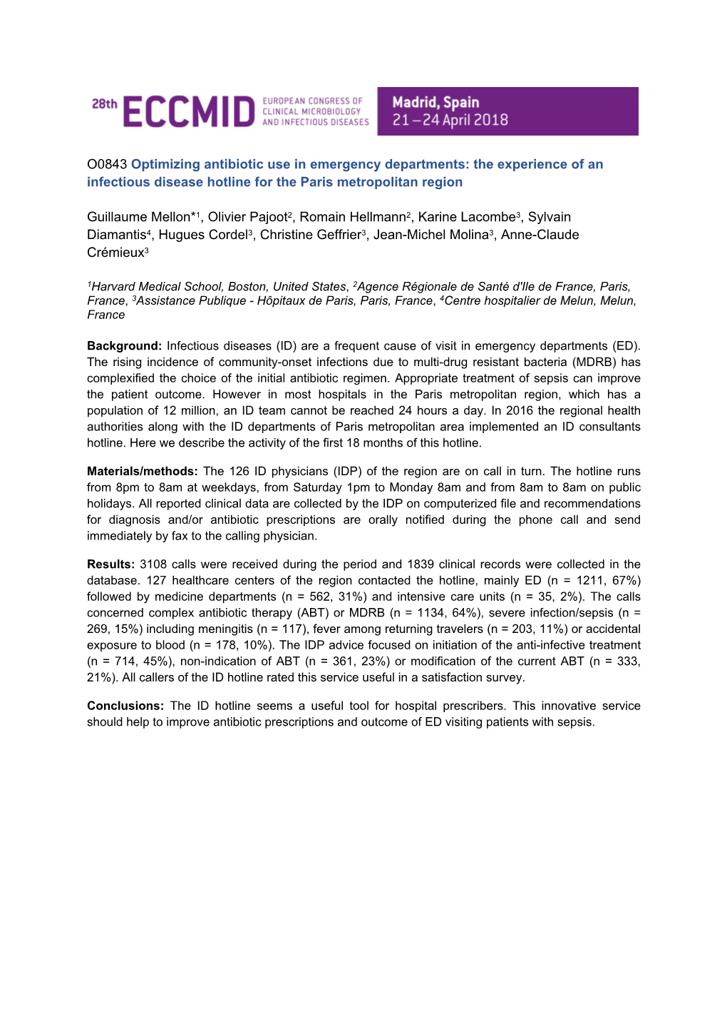 Optimizing Antibiotic Use in Emergency Departments: the Experience of an Infectious Disease Hotline for the Paris Metropolitan Region