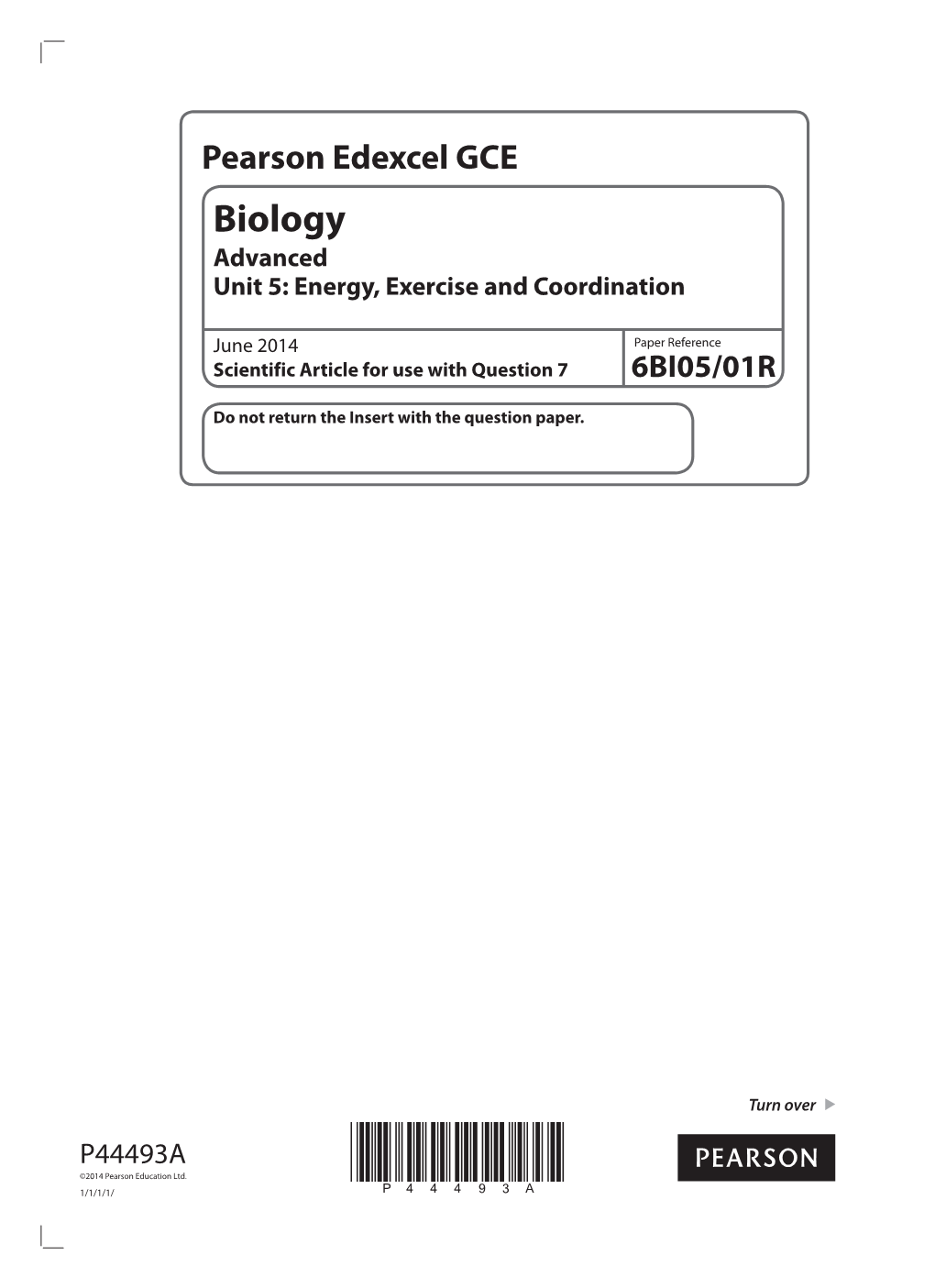 Biology Advanced Unit 5: Energy, Exercise and Coordination