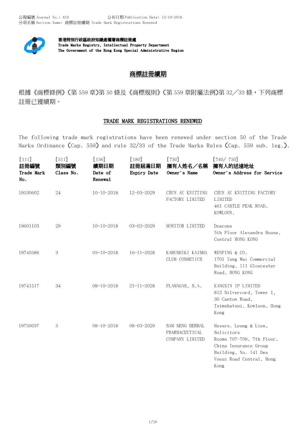 第50 條及《商標規則》(第559 章附屬法例)第32 33 條