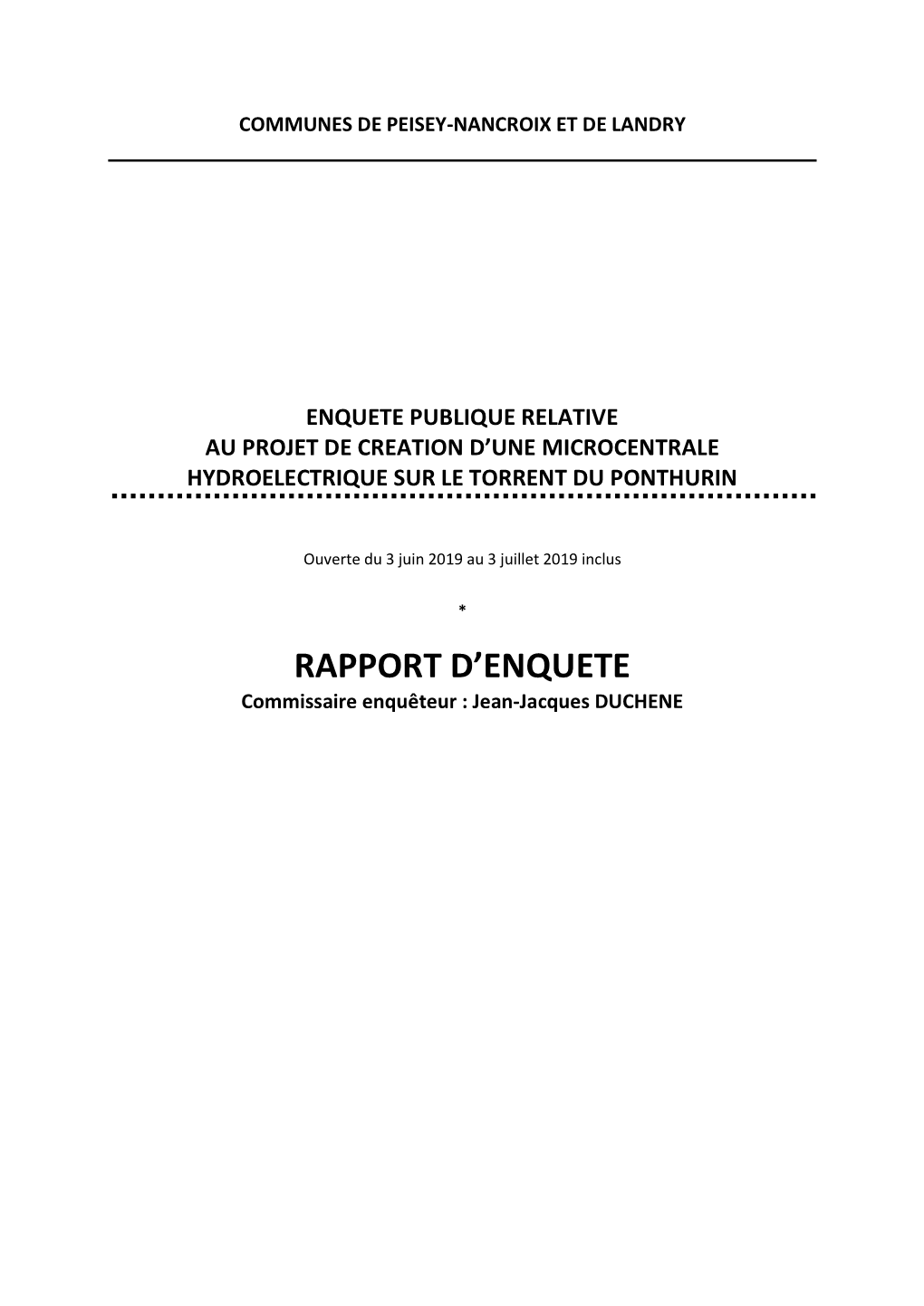 Rapport D'enquete