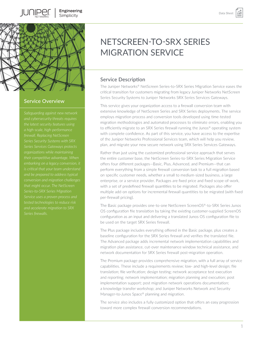Netscreen-To-SRX Series Migration Service Datasheet