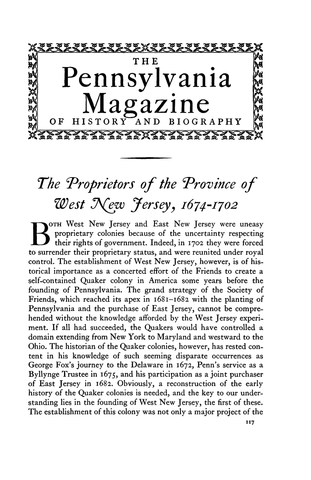 Pennsylvania Magazine of HISTORY and BIOGRAPHY