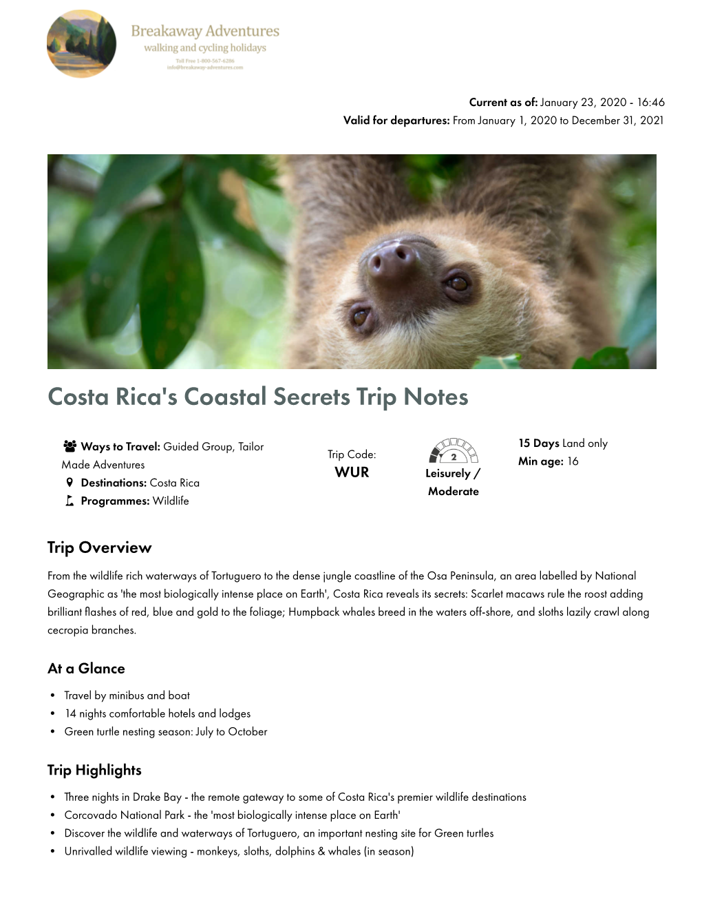 Costa Rica's Coastal Secrets Trip Notes