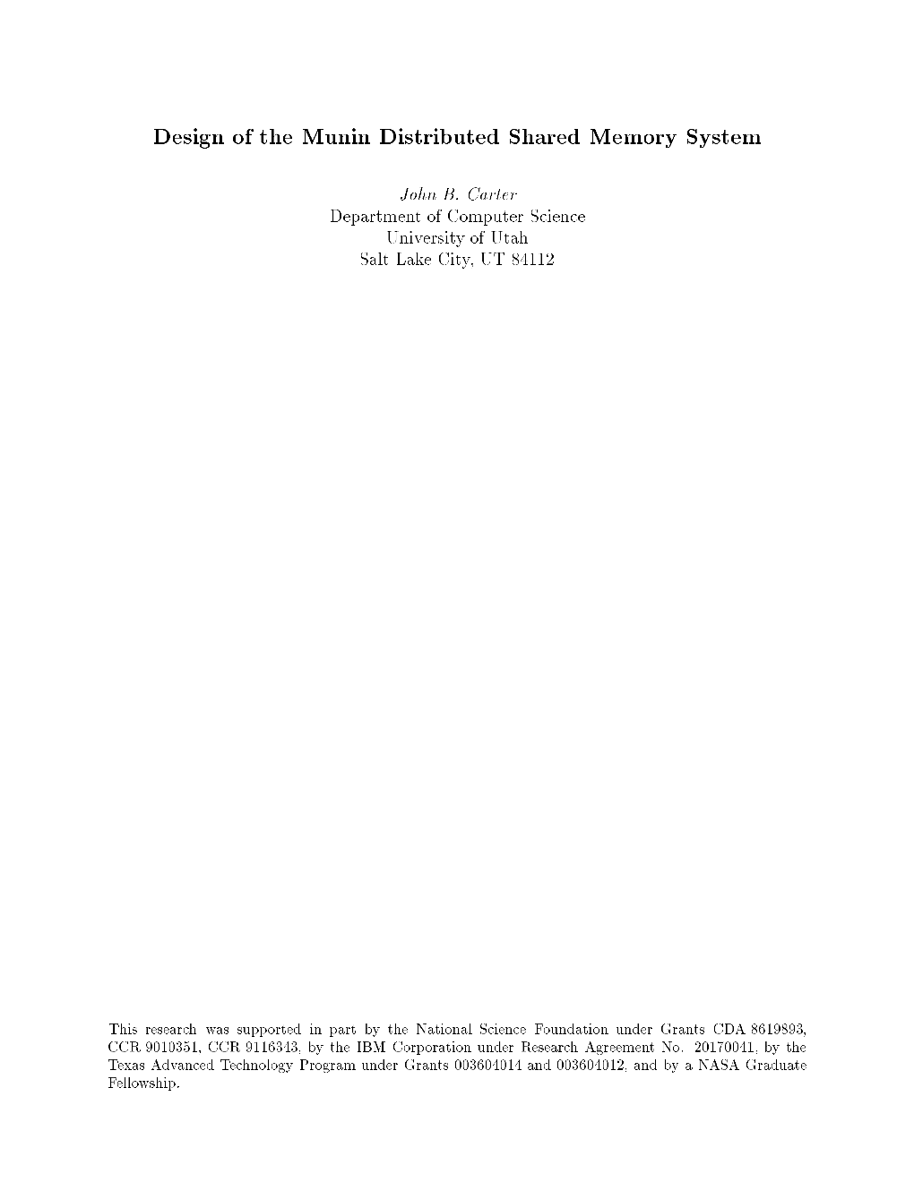 Design of the Munin Distributed Shared Memory System