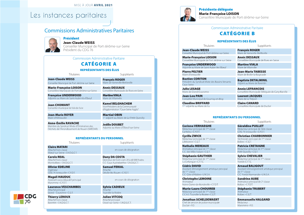 Les Instances Paritaires Conseillère Municipale De Port-Jérôme-Sur-Seine