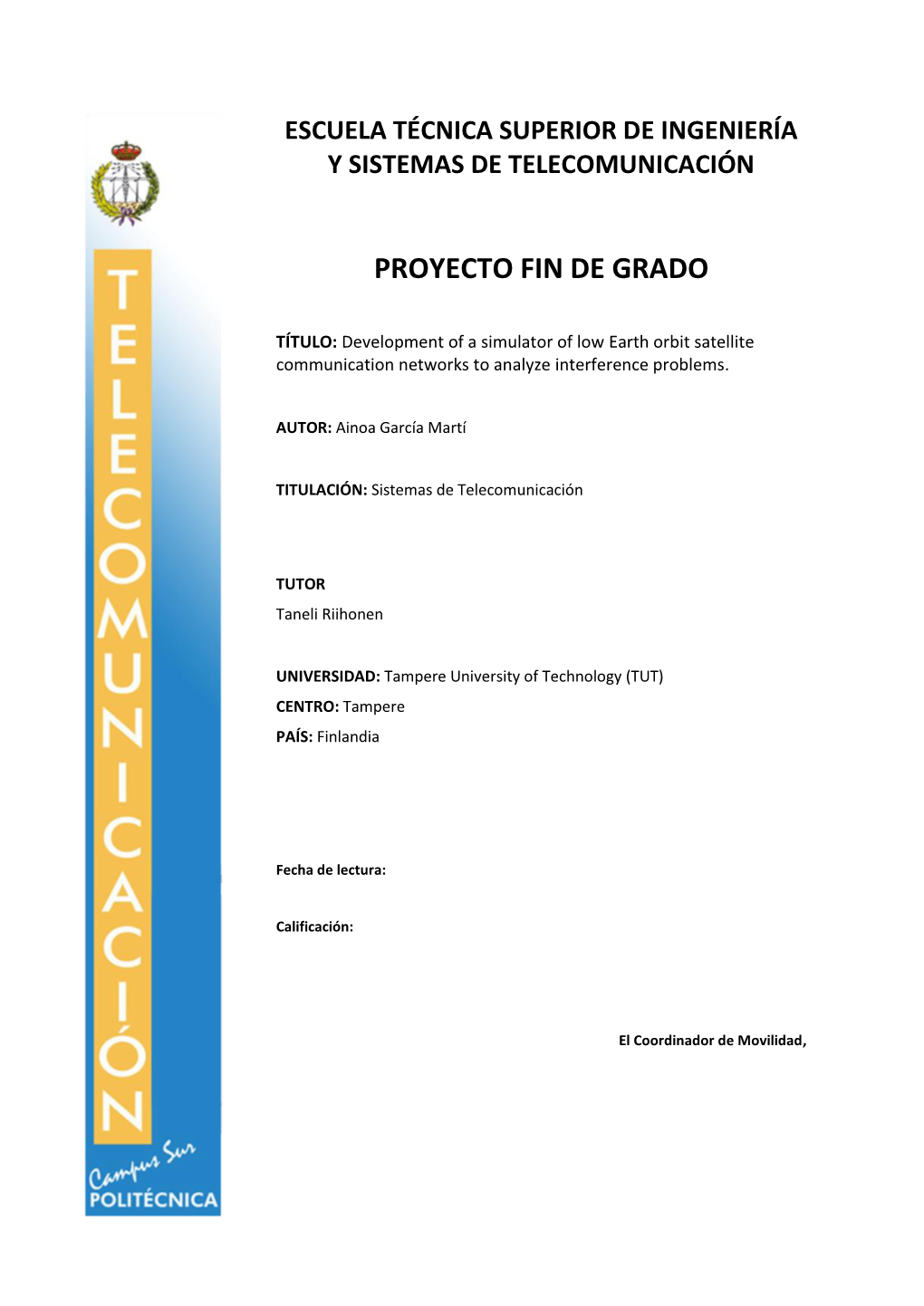 Proyecto Fin De Grado