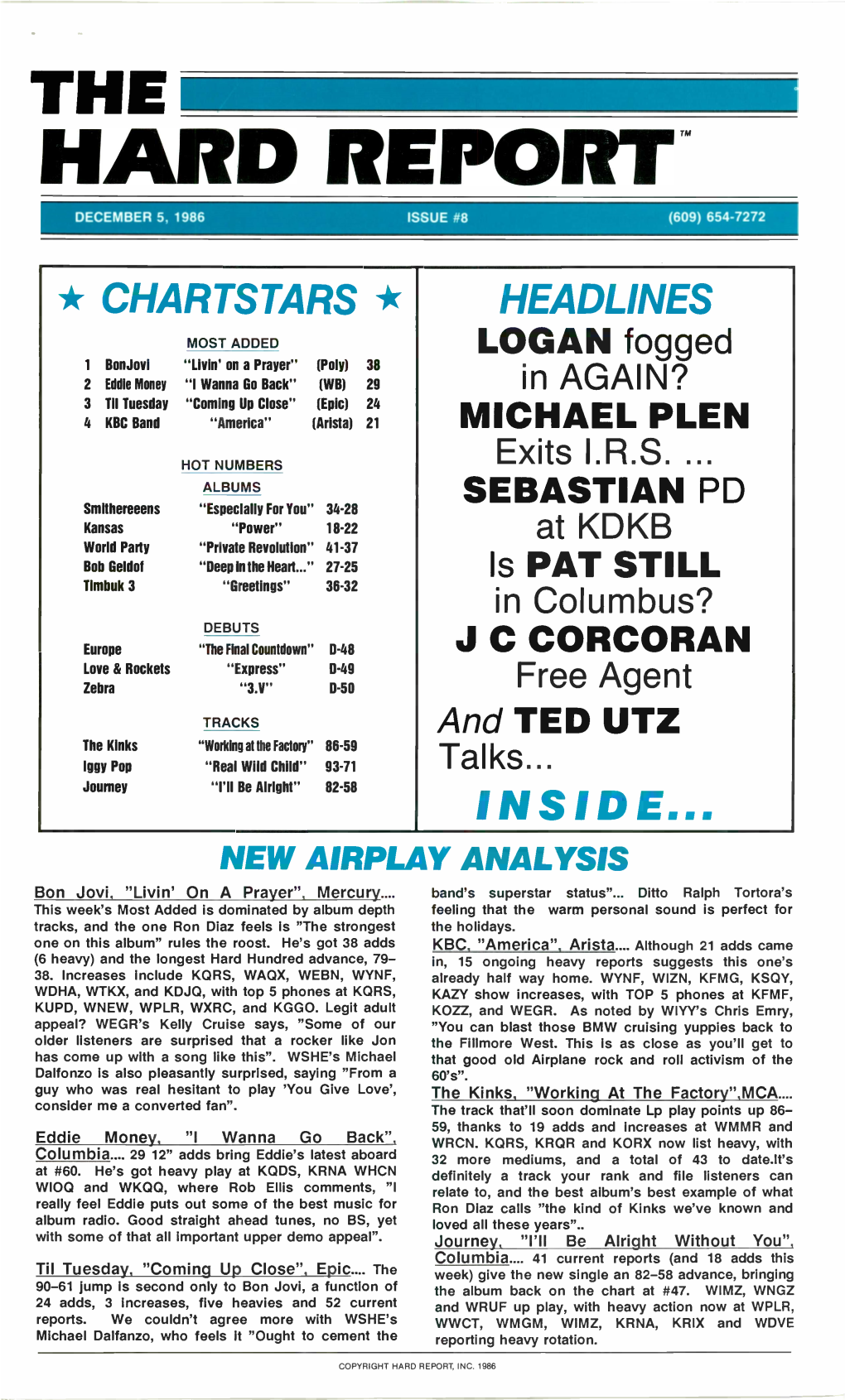 Hard Report December 5, 1986 Issue #8 (609) 654-7272