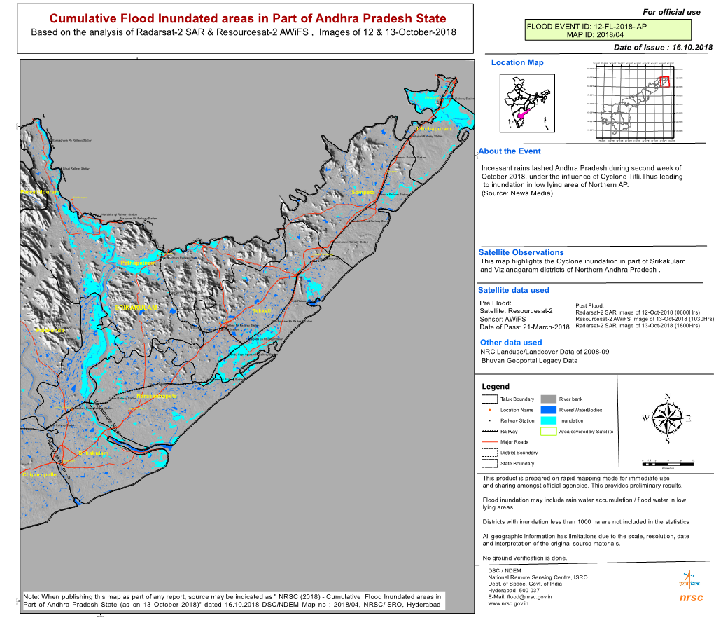 Cumulative Flood Inundated Areas in Part of Andhra Pradesh State