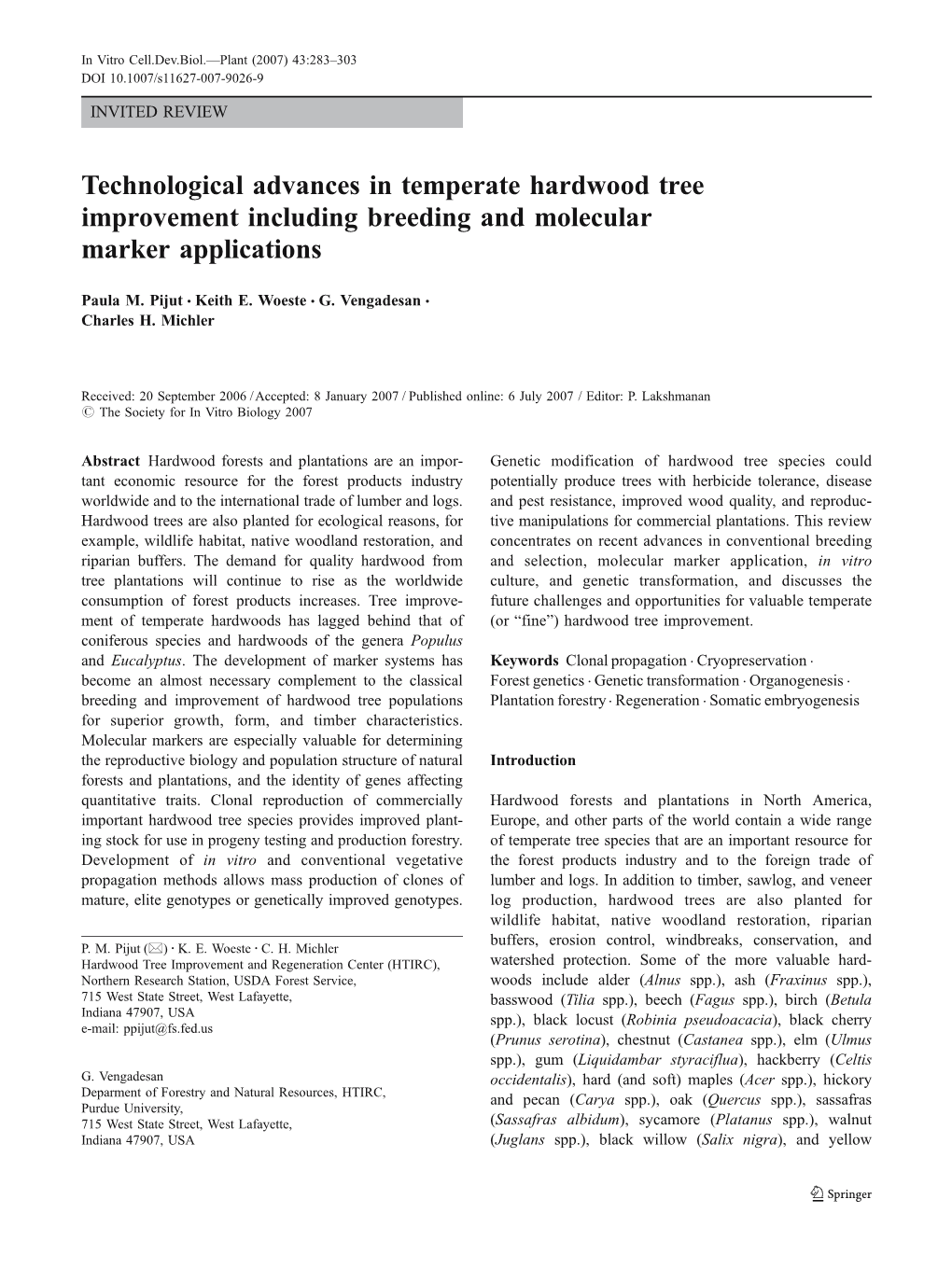 Technological Advances in Temperate Hardwood Tree Improvement Including Breeding and Molecular Marker Applications