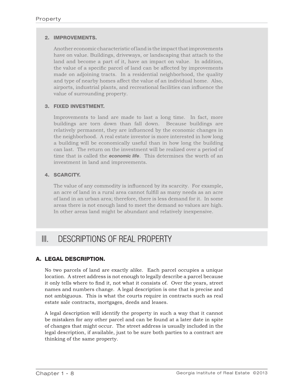 Iii. Descriptions of Real Property