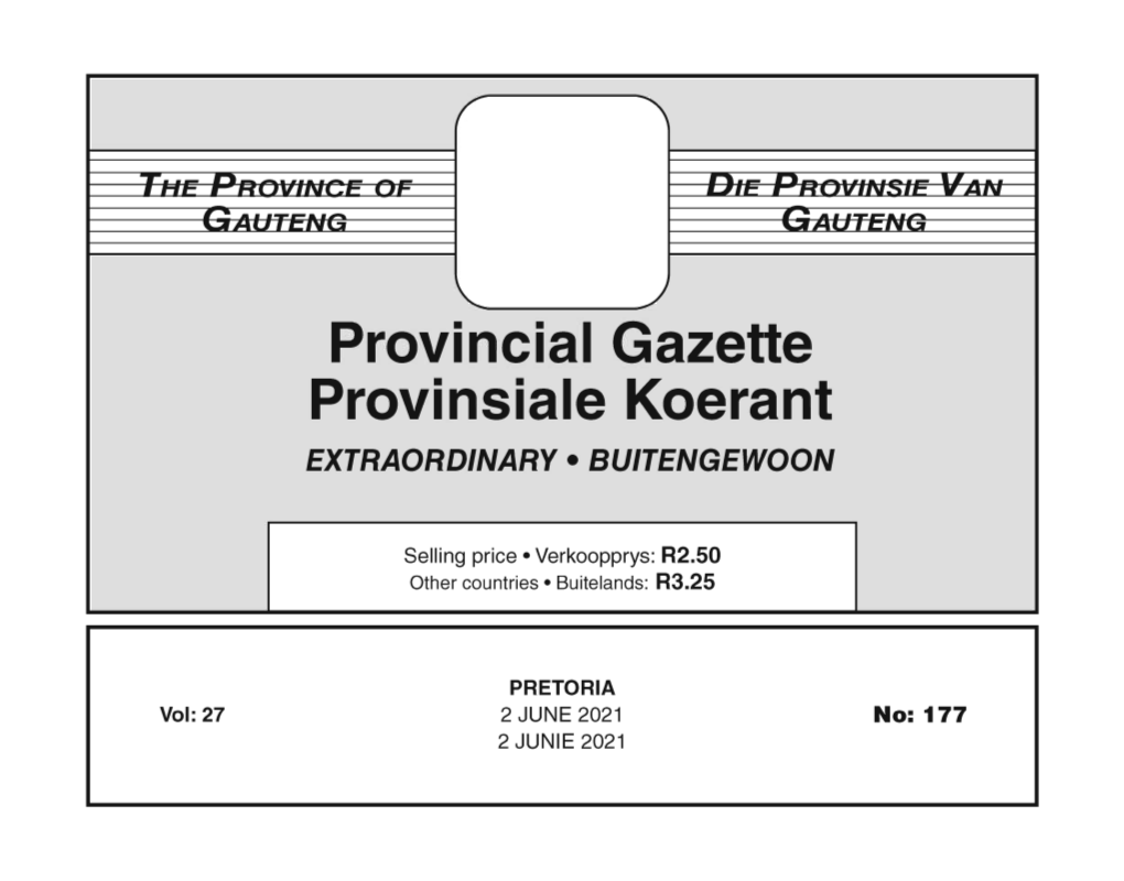 Provincial Gazette Provinsiale Koerant EXTRAORDINARY • BUITENGEWOON