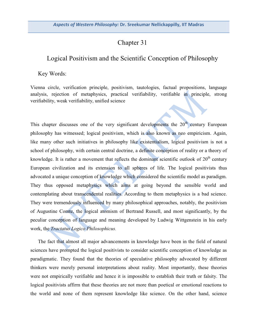 Chapter 31 Logical Positivism and the Scientific Conception of Philosophy