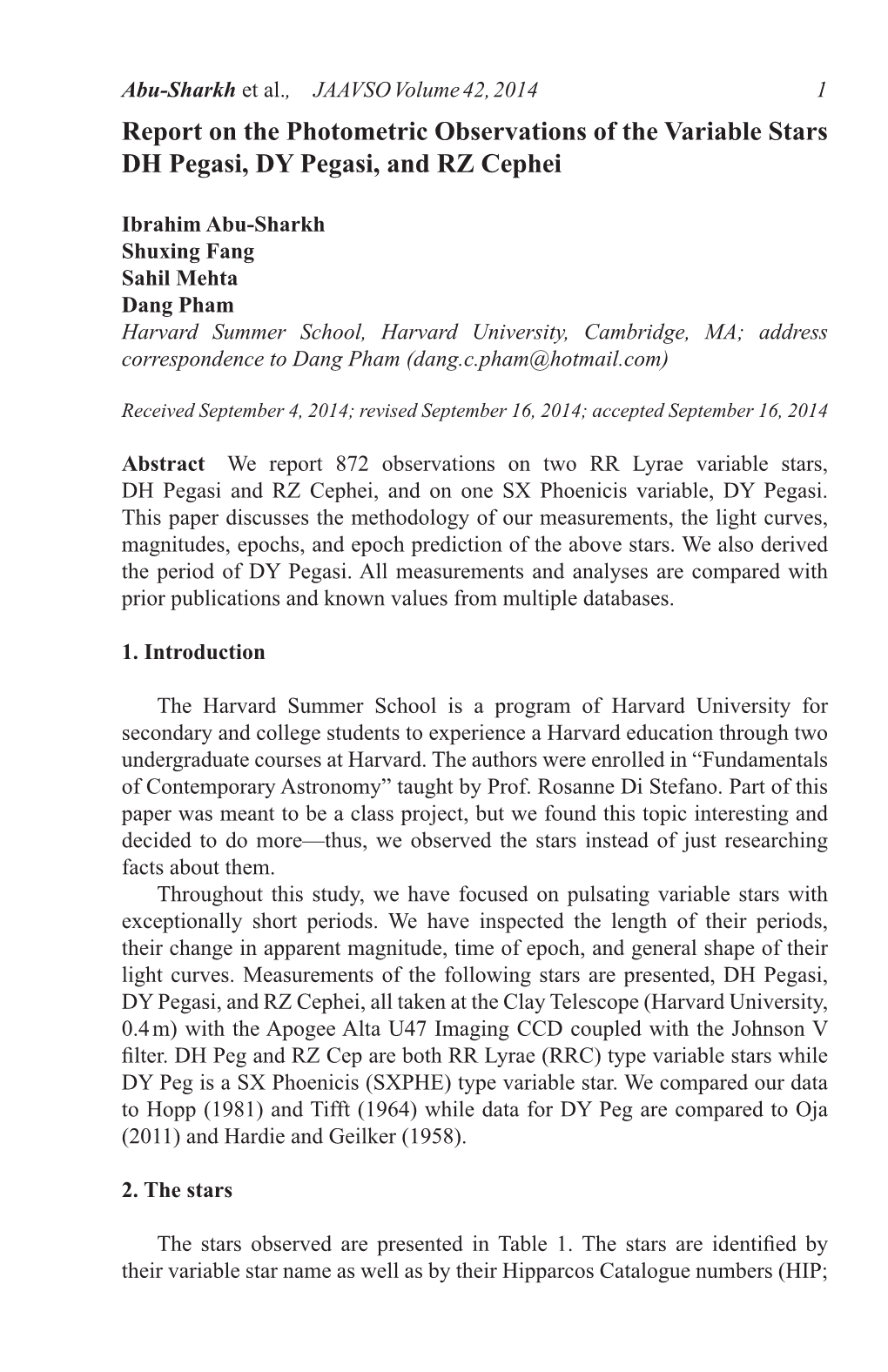 Report on the Photometric Observations of the Variable Stars DH Pegasi, DY Pegasi, and RZ Cephei