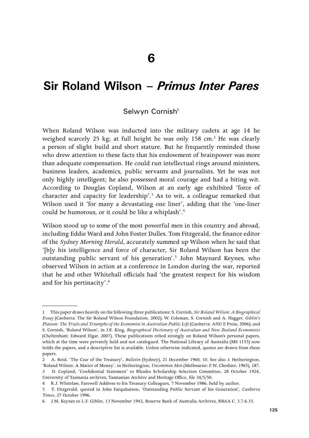 6 Sir Roland Wilson – Primus Inter Pares